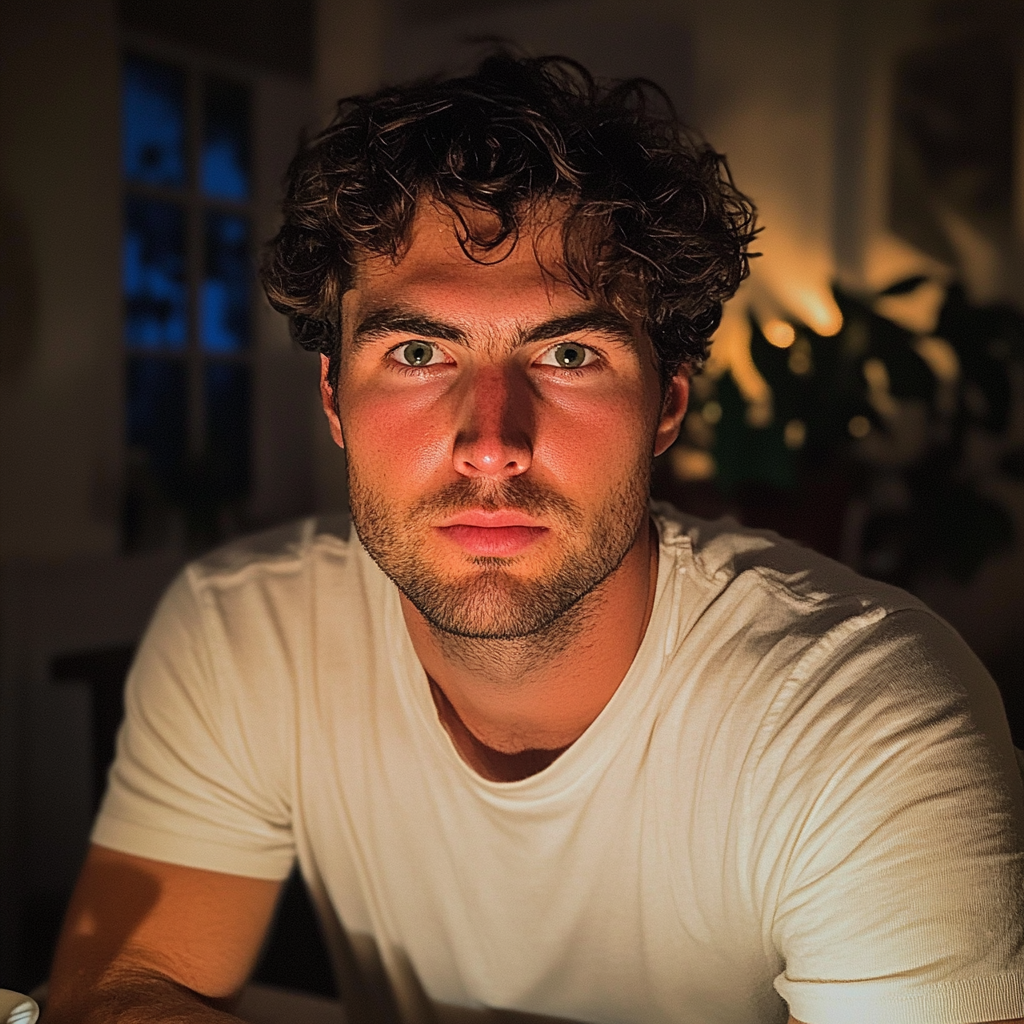 Un uomo seduto a un tavolo da pranzo | Fonte: Midjourney