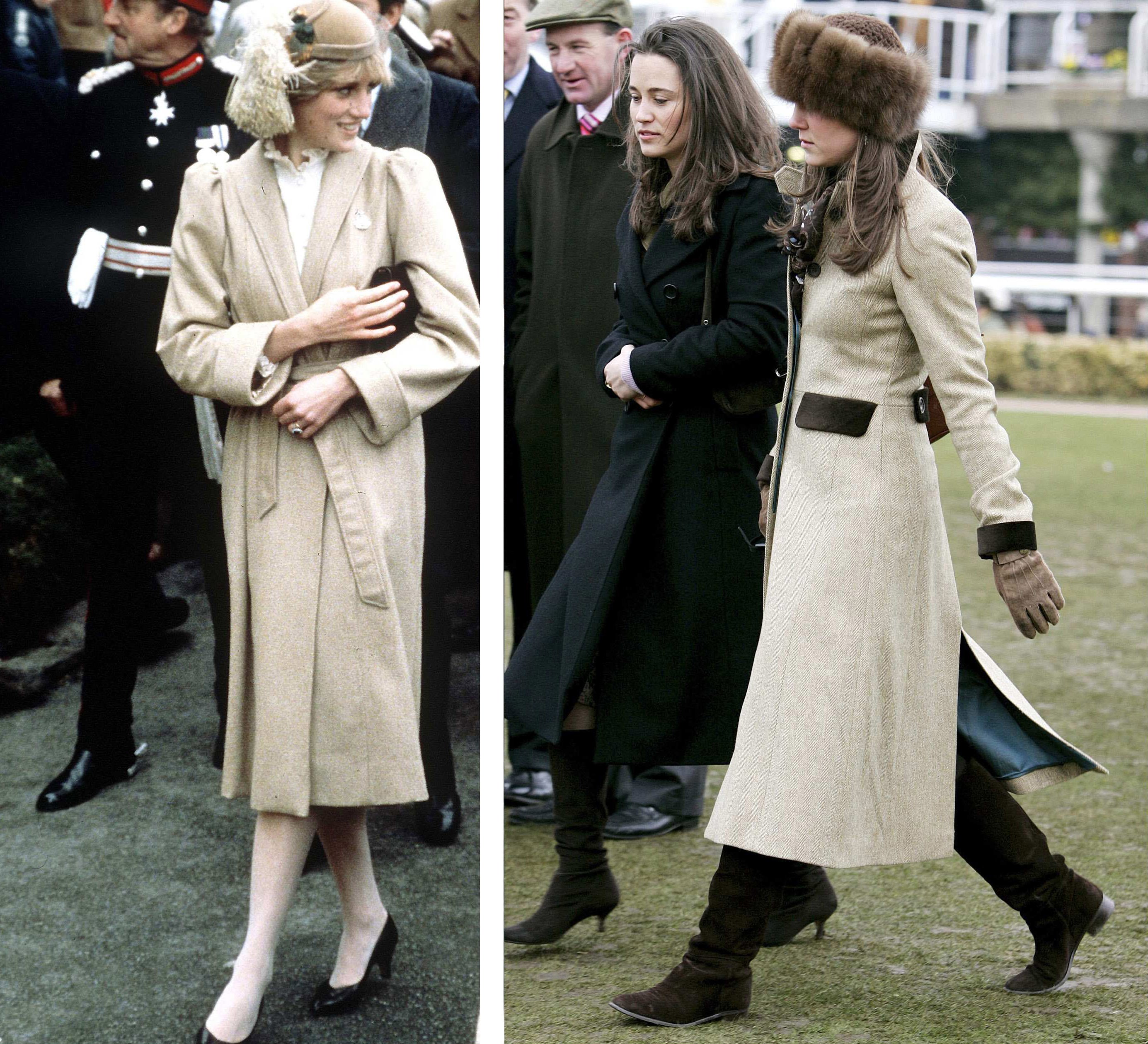 Princesa Diana en Carmarthen, Reino Unido en octubre de 1981 / Duquesa Kate en Cheltenham, Inglaterra en marzo de 2006. | Foto: Getty Images