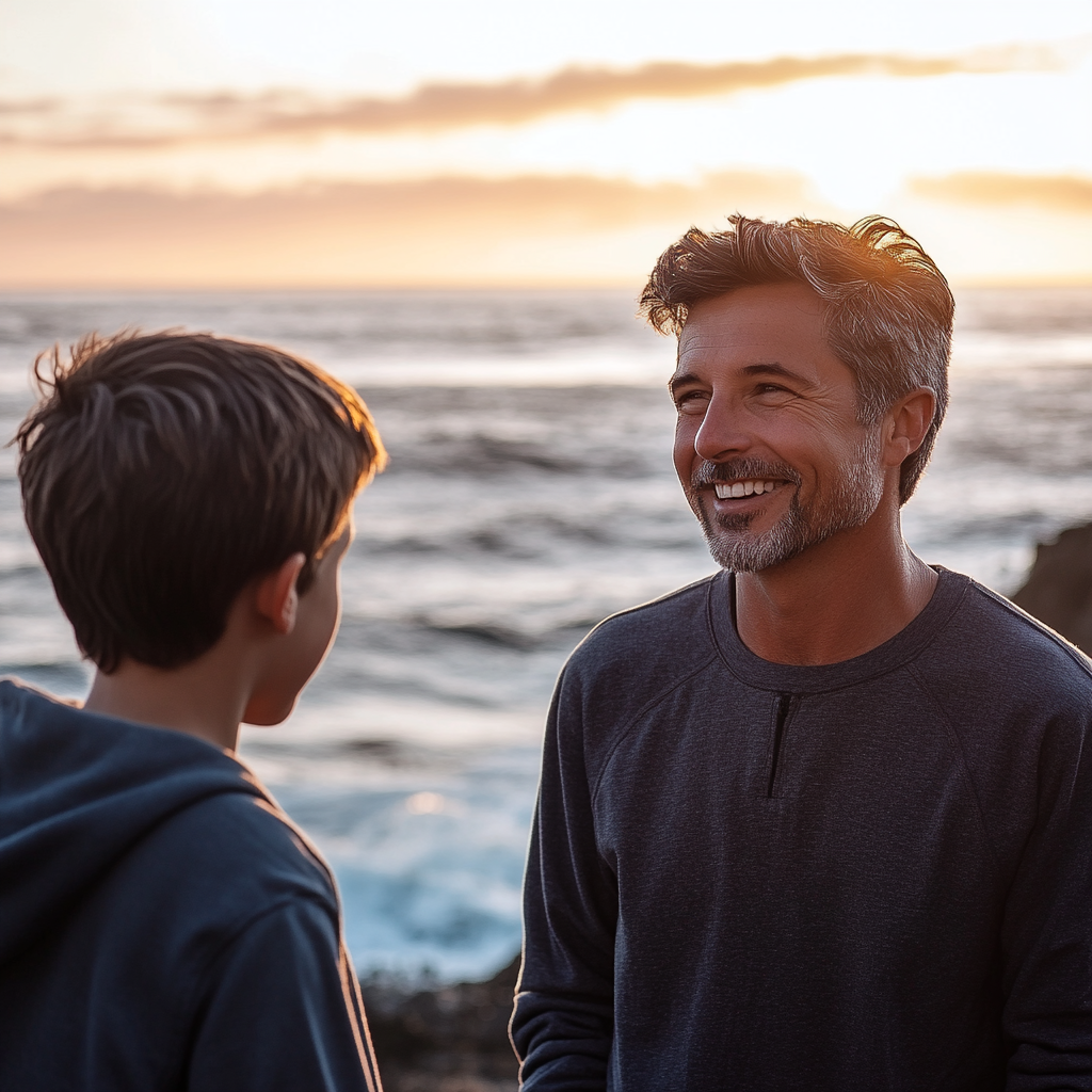 Un hombre hablando con un niño | Fuente: Midjourney