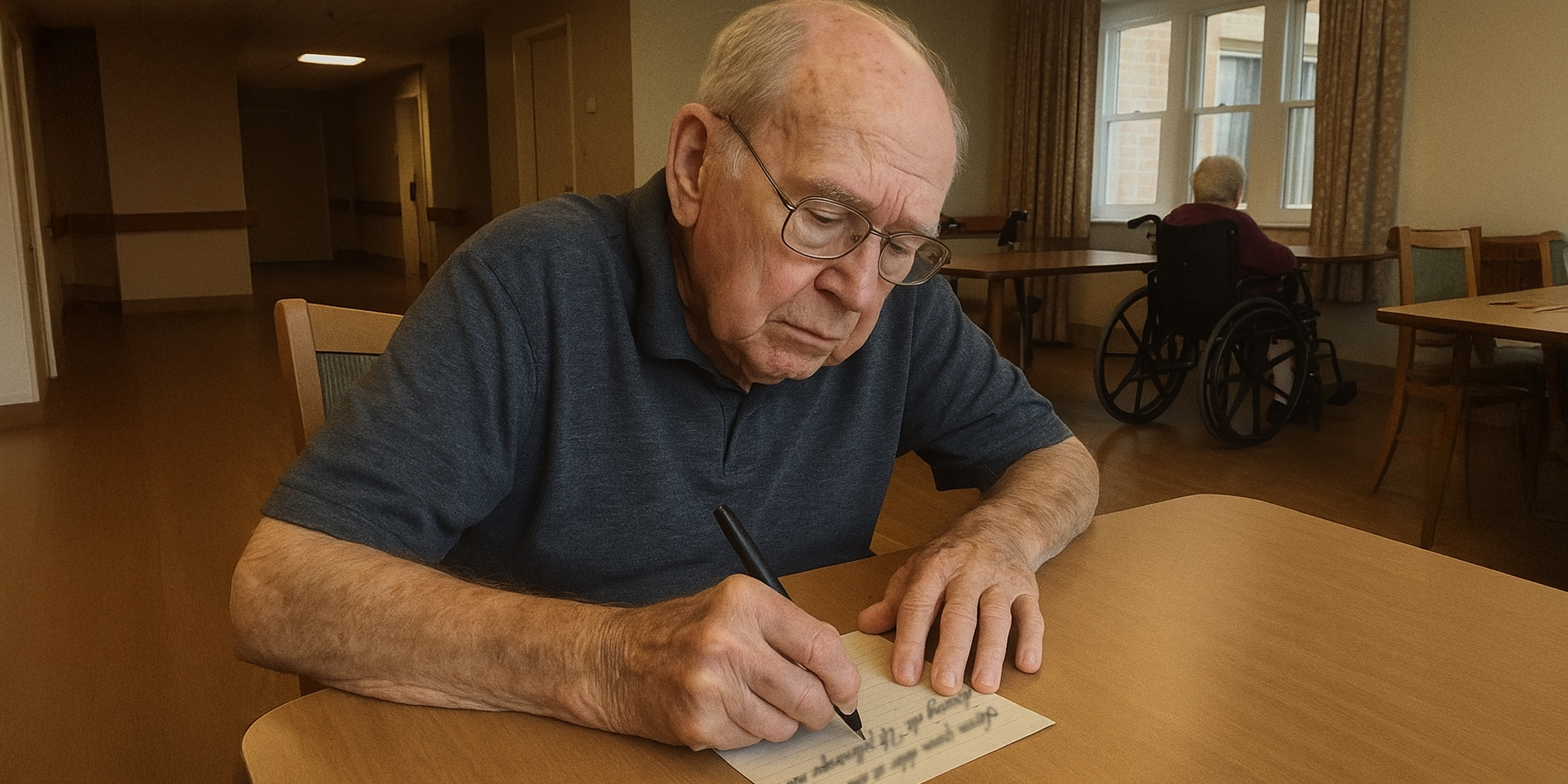 Anciano escribiendo una carta | Fuente: Sora