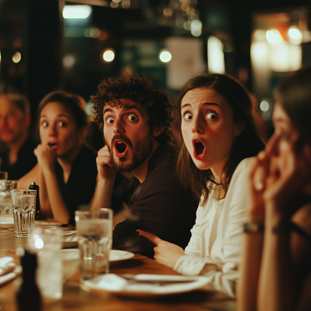 Gente conmocionada en un restaurante | Fuente: Midjourney