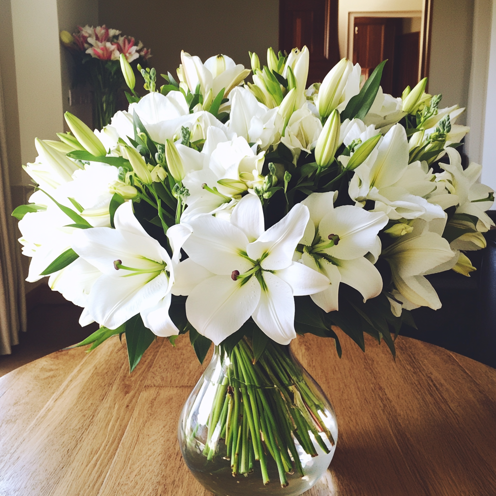 Un ramo de lirios blancos | Fuente: Midjourney