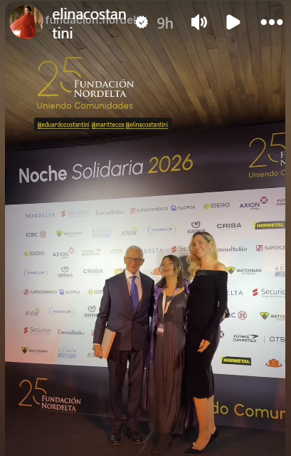 Eduardo Costantini y su esposa, Elina Costantini, junto a Marité Costantini, cofundadora de Fundación Nordelta | Fuente: Instagram Stories/elinacostantini
