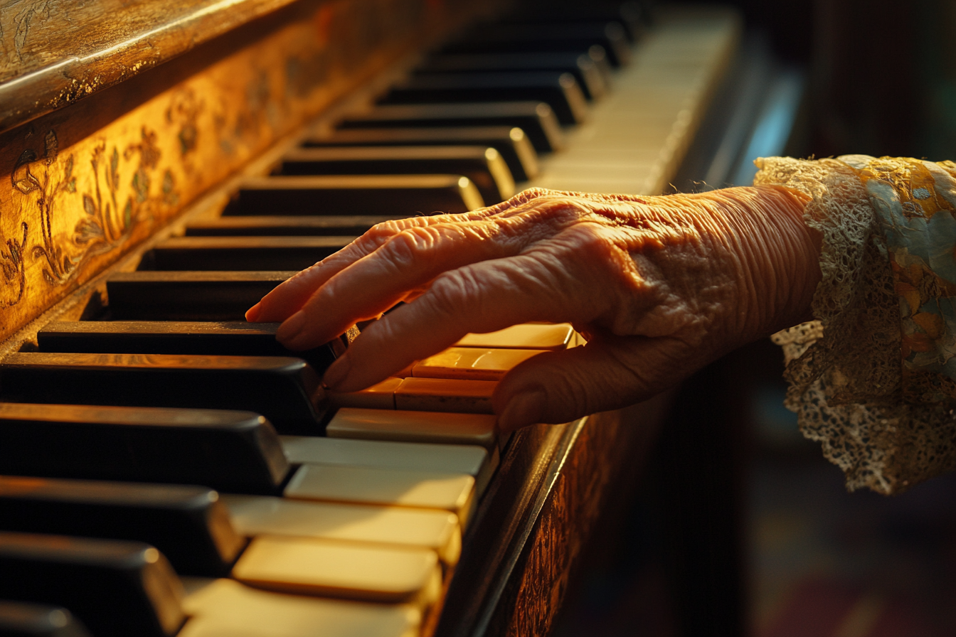 Una señora mayor tocando un piano clásico | Fuente: Midjourney