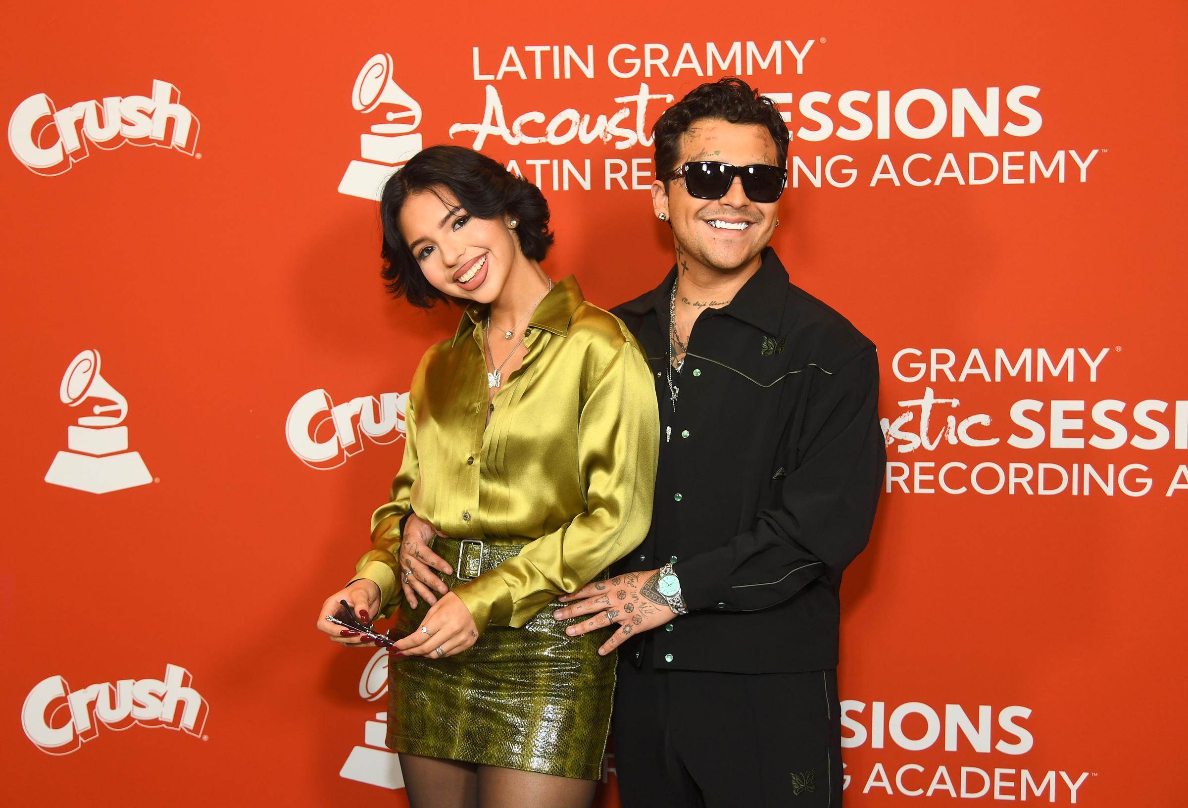 Ángela Aguilar y Christian Nodal asisten a las Latin GRAMMY Acoustic Sessions con Christian Nodal en el GRAMMY Museum L.A. Live el 16 de octubre de 2024 en Los Ángeles, California. | Fuente: Getty Images.