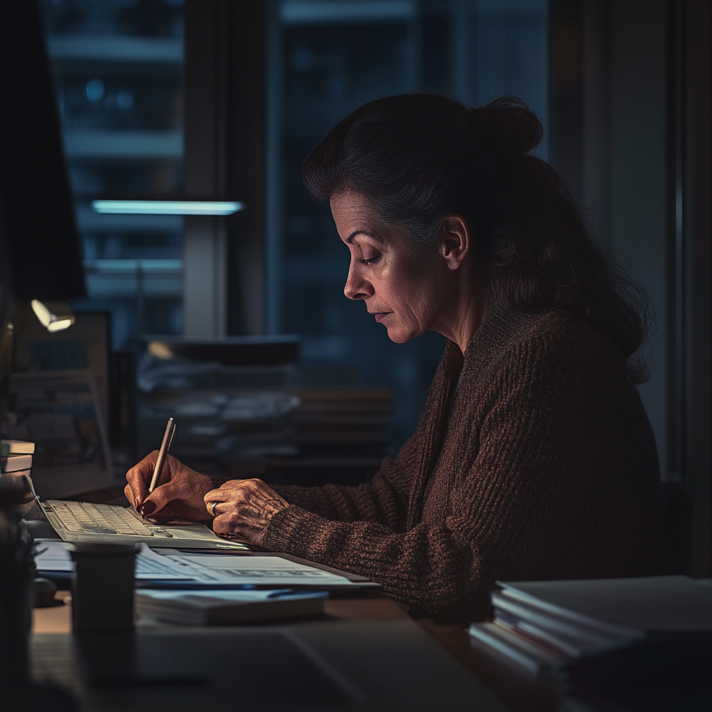 Una mujer trabajando en una oficina | Fuente: Midjourney