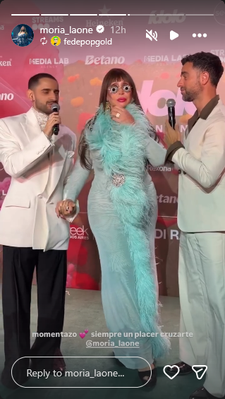 Moria Casán en los Premios Ídolo Argentina 2026 | Fuente: Instagram Stories/moria_laone