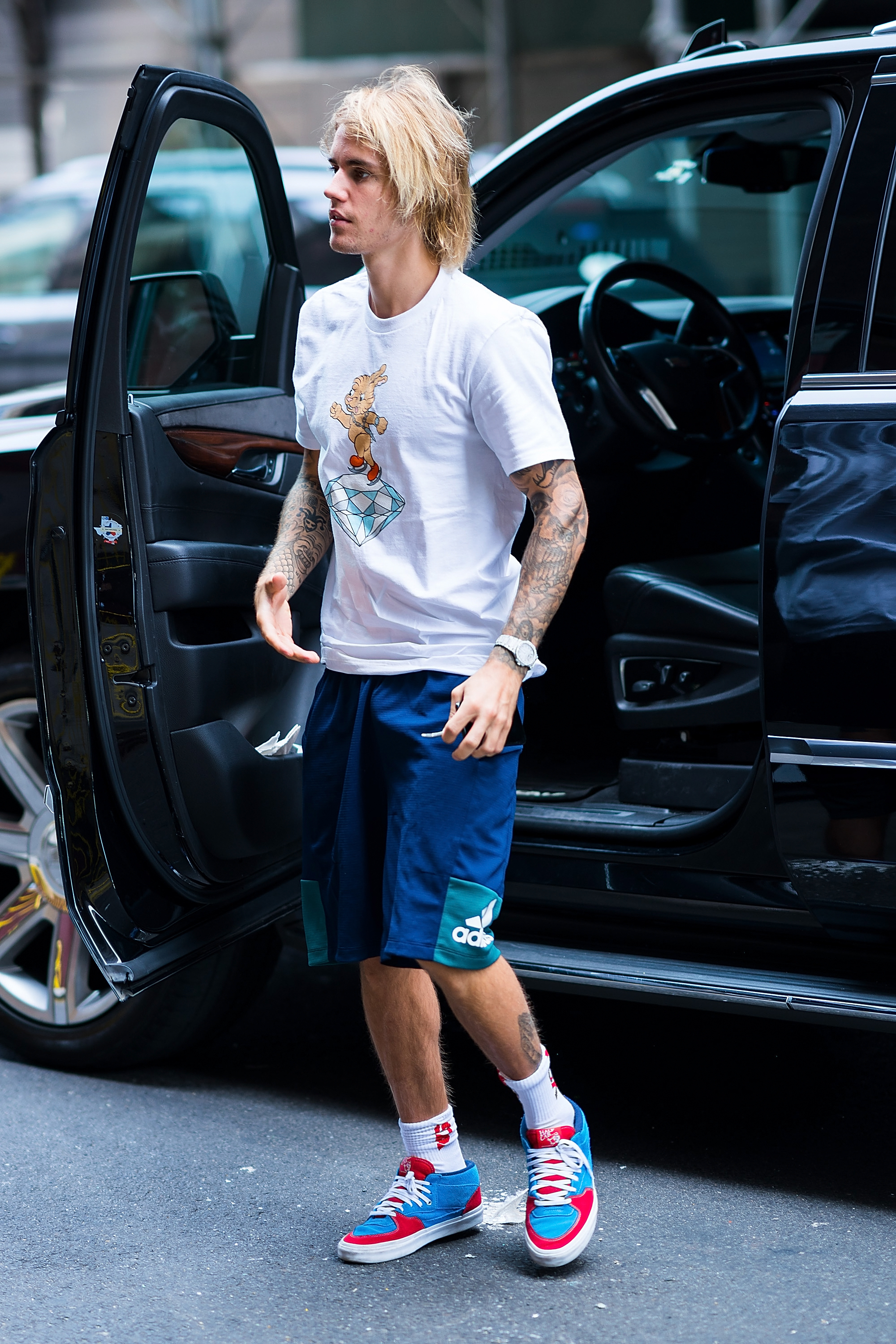 Justin Bieber es visto llegando a la Iglesia Hillsong en Midtown en Nueva York, el 29 de julio de 2018 | Fuente: Getty Images