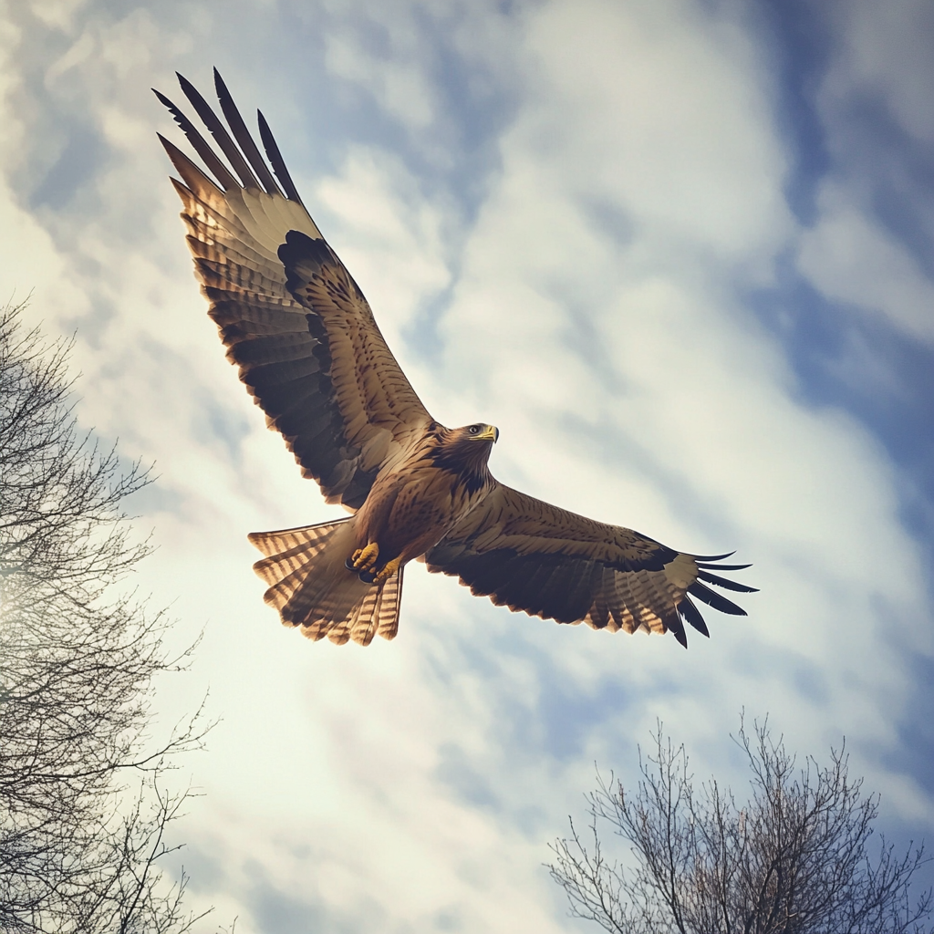 Un águila volando | Fuente: Midjourney