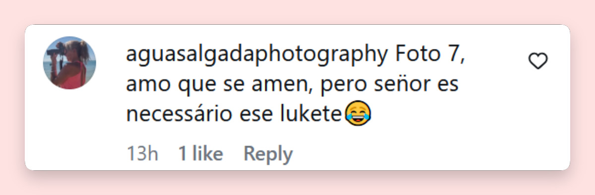 Comentario de una persona sobre el atuendo de Roberto Castillo en las fotos de sus vacaciones junto a Cinthia Fernández| Fuente: Instagram/cinthia_fernandez_