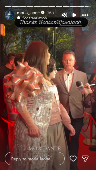 Moria Casán y su nieto Dante Della Paolera en la alfombra roja de la gala de CARAS Moda | Fuente: Instagram Stories/moria_laone