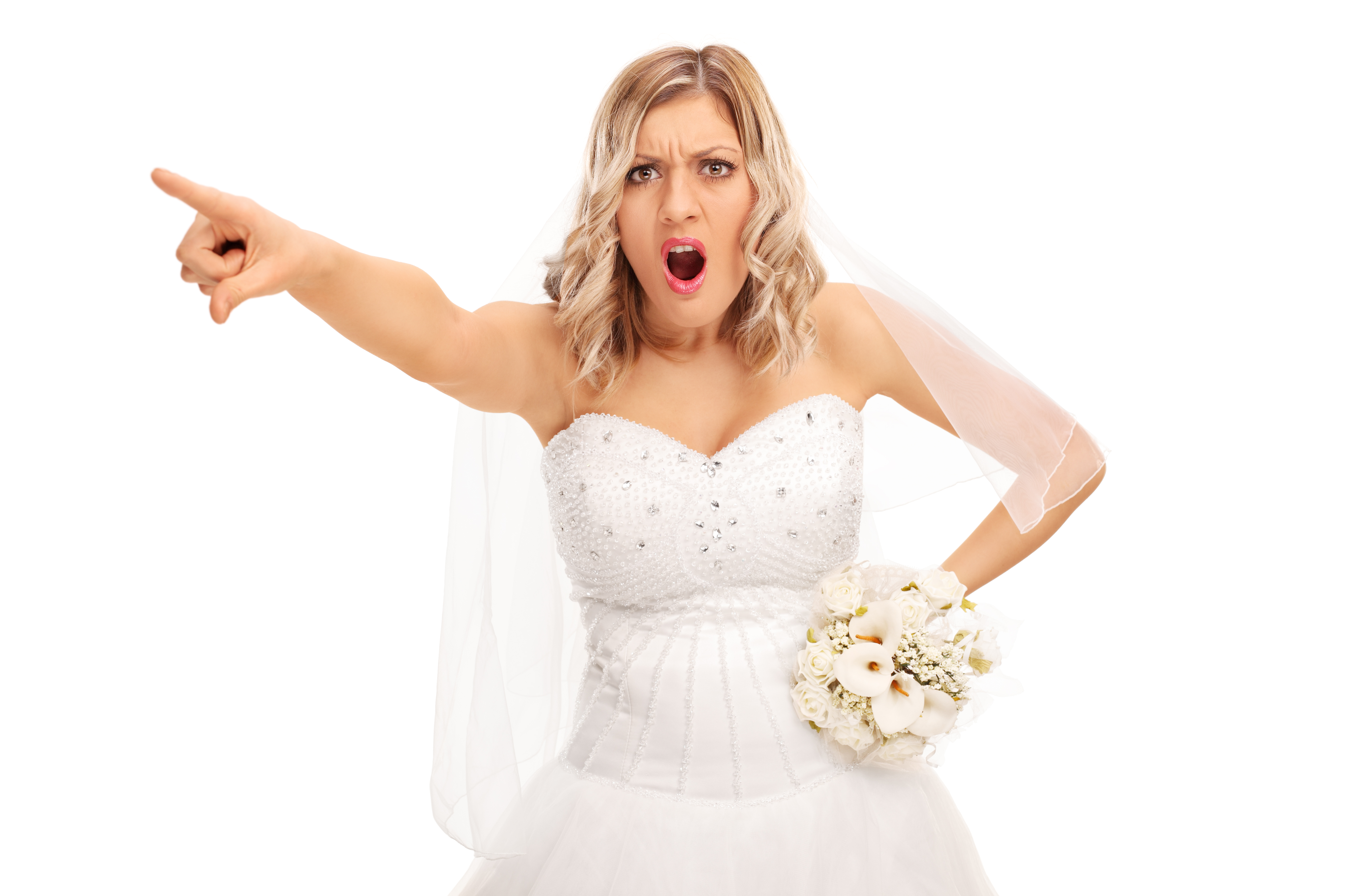 Una novia enfadada señalando y gritando | Foto: Shutterstock