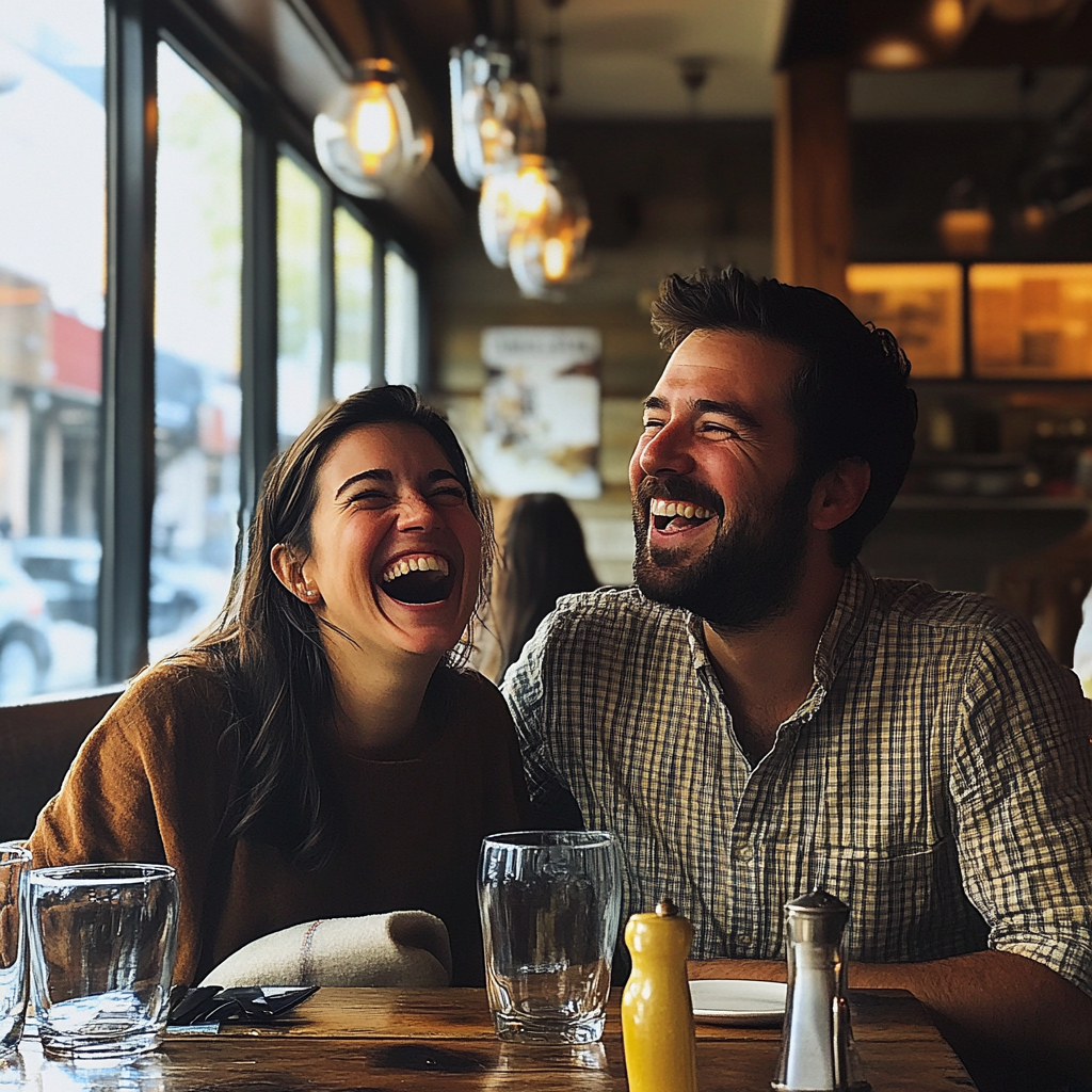 Hermanos sentados juntos en un restaurante | Fuente: Midjourney