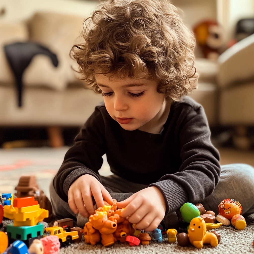 Un niño jugando con sus juguetes | Fuente: Midjourney