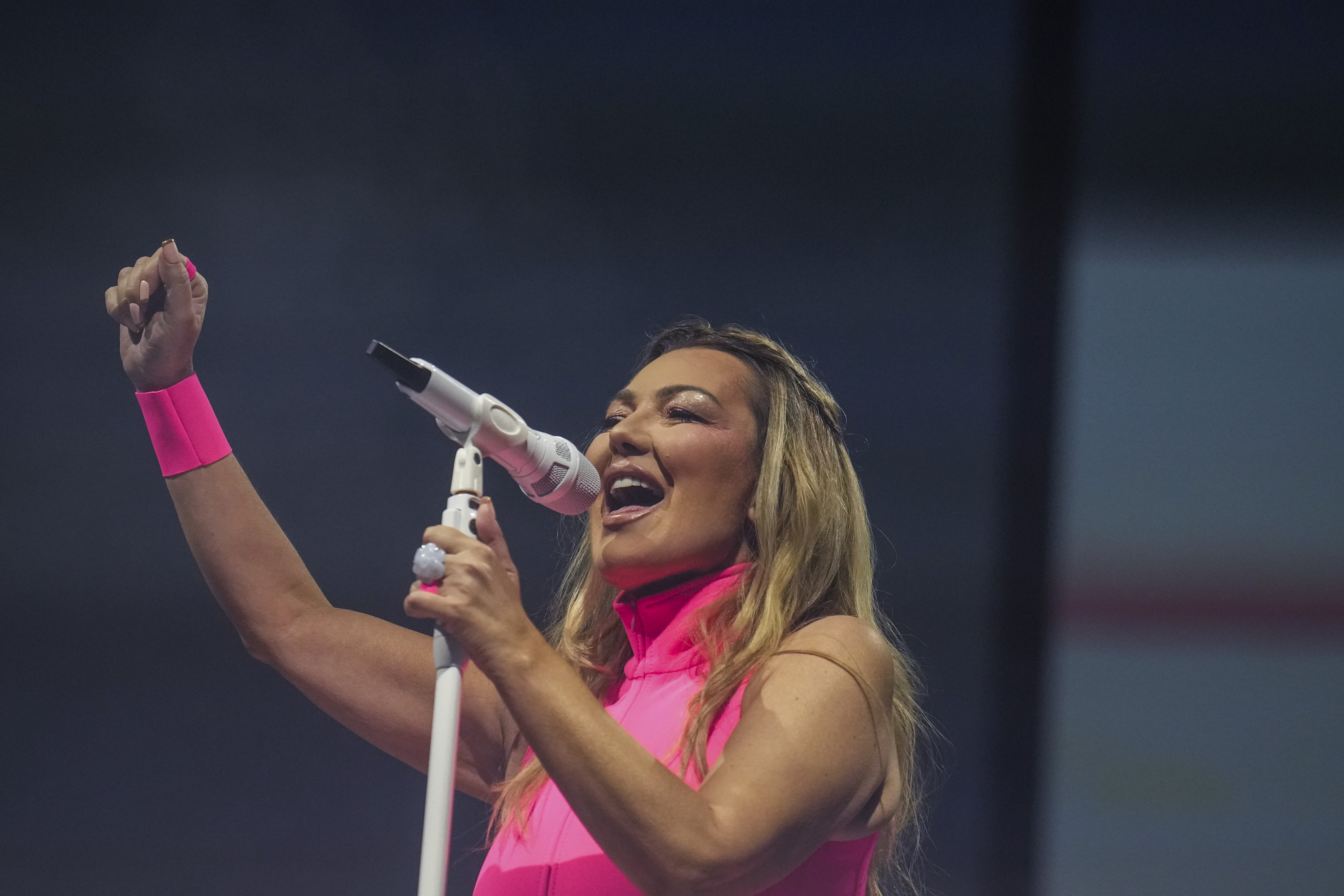 La cantante de La Oreja de Van Gogh, Amaia Montero, durante su concierto, en el Bizkaia Arena BEC, el 9 de mayo de 2026, en Bilbao, Vizcaya, País Vasco, España. | Fuente: Getty Images