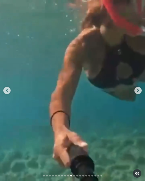 Martina Díaz Radonic durante su excursión de snorkel | Fuente: Instagram/diegotorresmusica