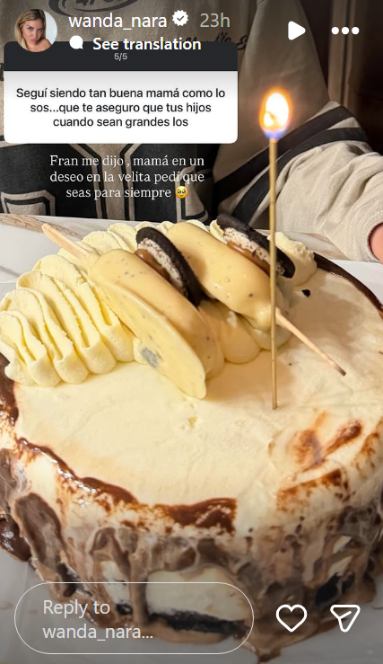 La torta de cumpleaños de las historias de Wanda Nara | Fuente: Instagram/wanda_nara