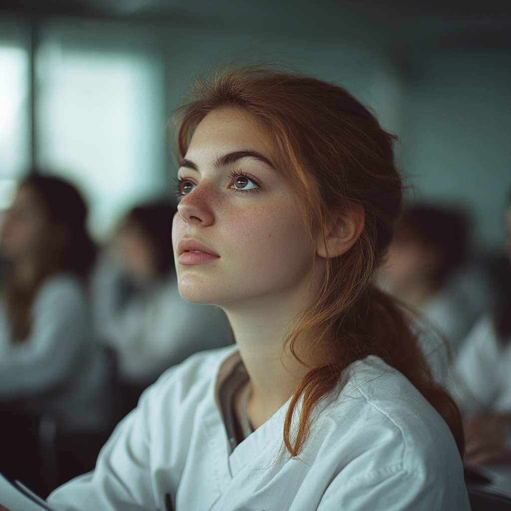 Una alumna en la escuela | Fuente: Midjourney