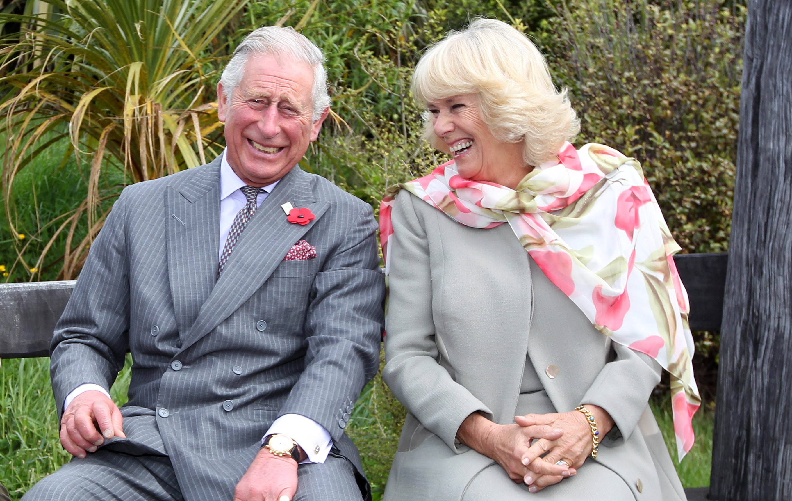El Príncipe Carlos y Camilla continúan riendo en el Ecosantuario Orokonui el 5 de noviembre de 2015 en Dunedin, Nueva Zelanda. | Foto: Getty Images