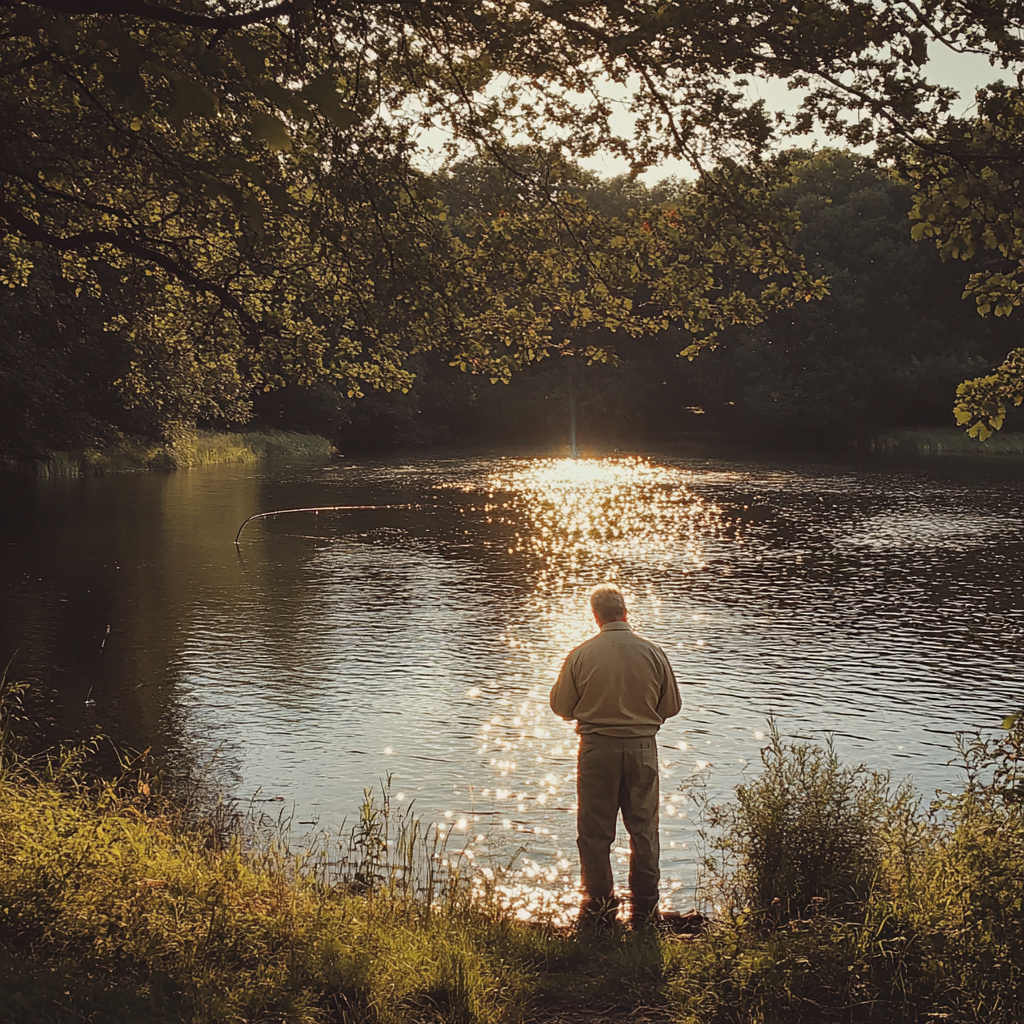 Un hombre pescando | Fuente: Midjourney