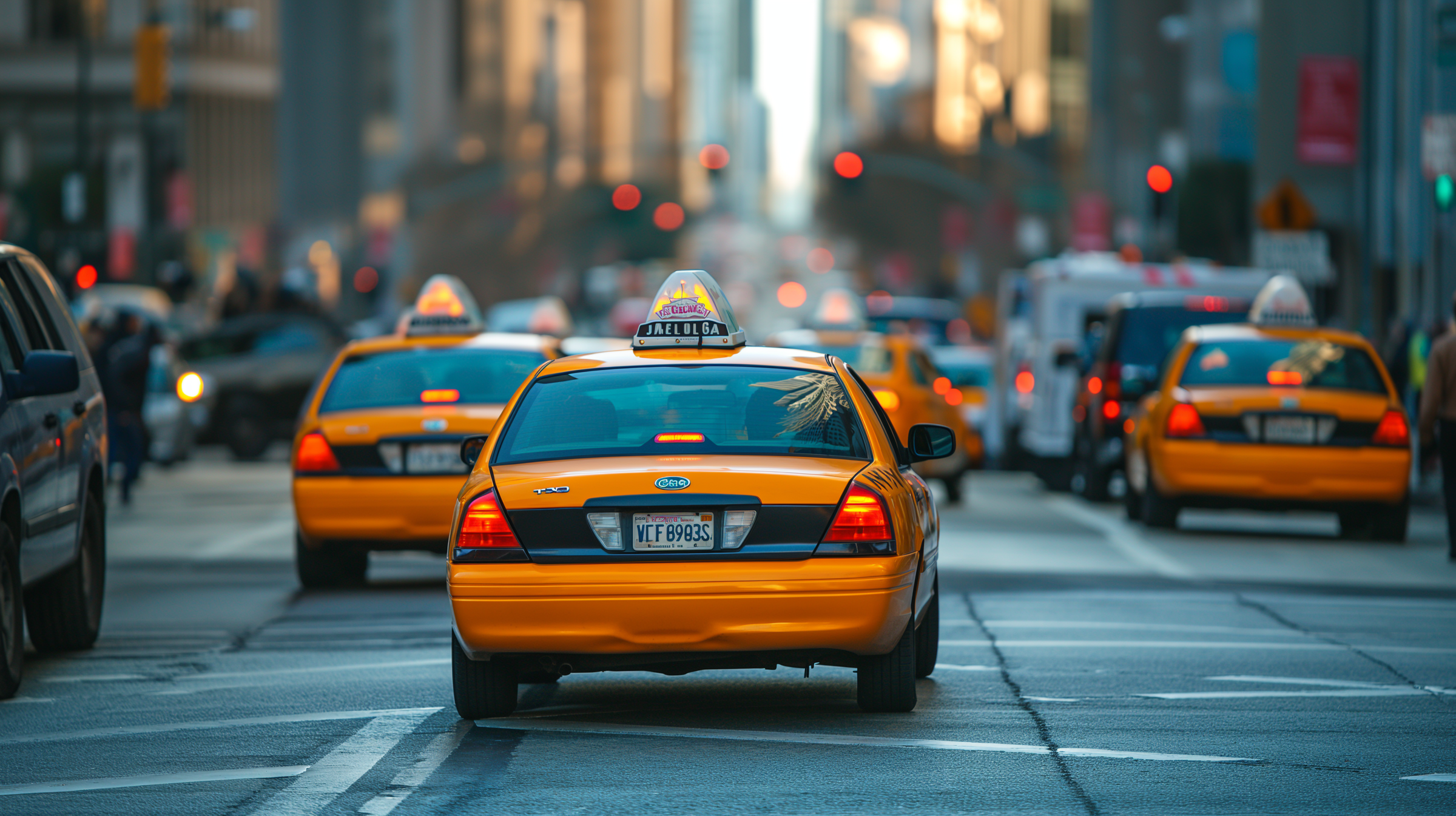 Taxis amarillos en la carretera | Fuente: Midjourney