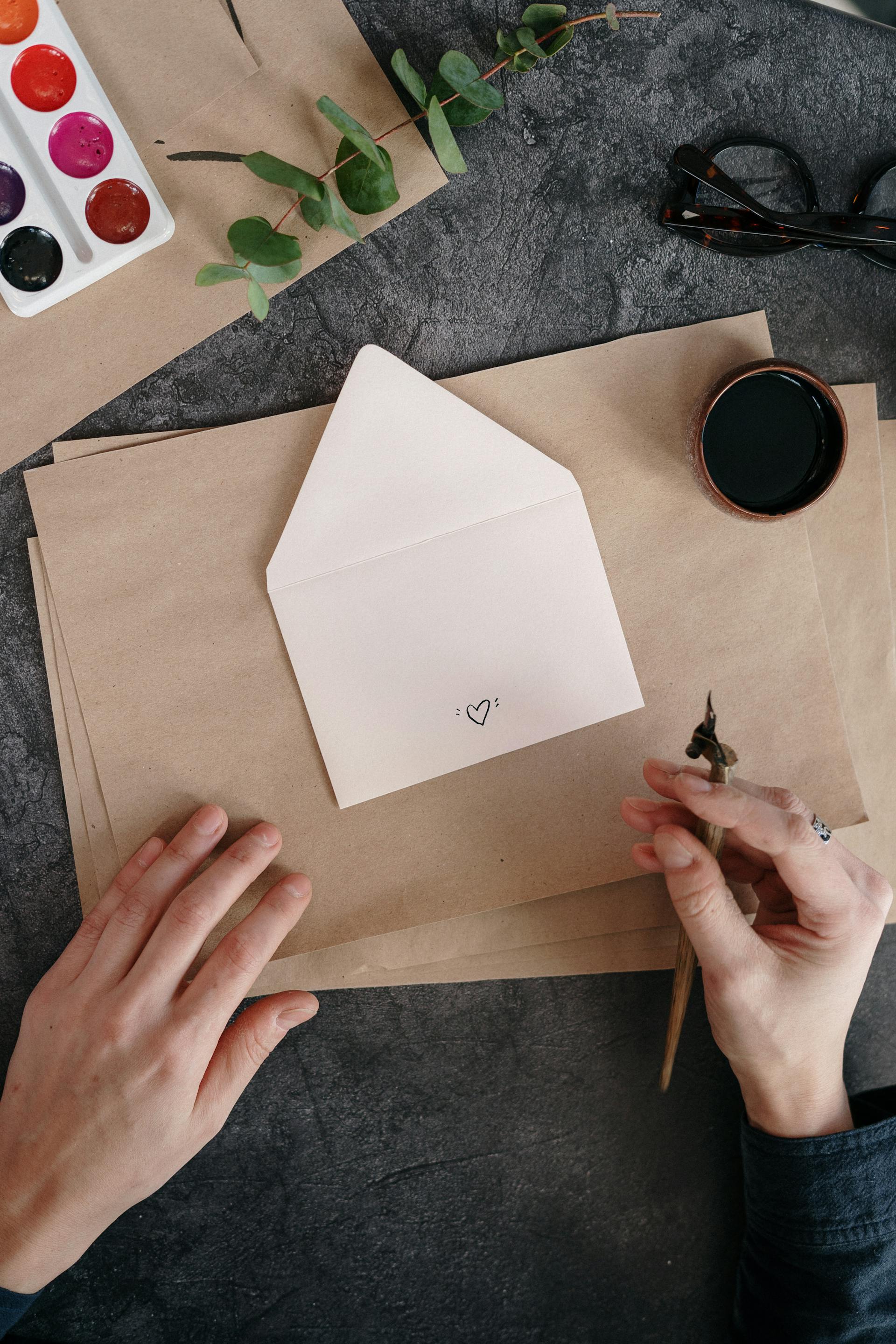 Alguien creando invitaciones para la inauguración de una casa | Fuente: Pexels