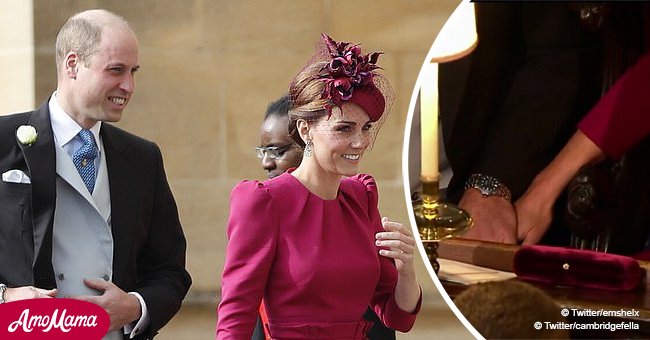 El príncipe William y Kate fueron sorprendidos siendo afectuosos en la elegante boda de Eugenia