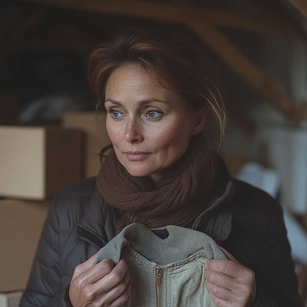 Una mujer con una chaqueta en el ático | Fuente: Midjourney