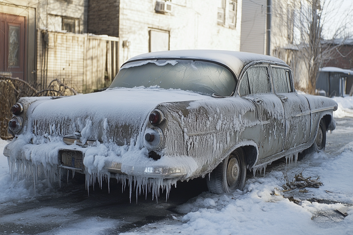 Un automóvil cubierto de hielo | Fuente: Midjourney