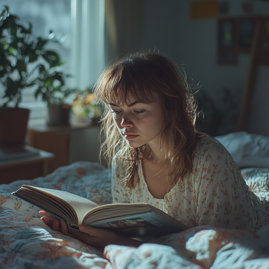 Una mujer leyendo un libro | Fuente: Midjourney