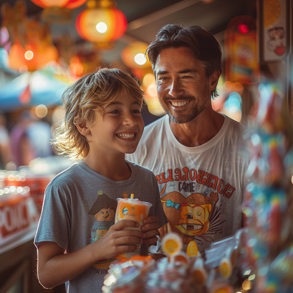 Un hombre y un niño sonriendo | Fuente: Midjourney