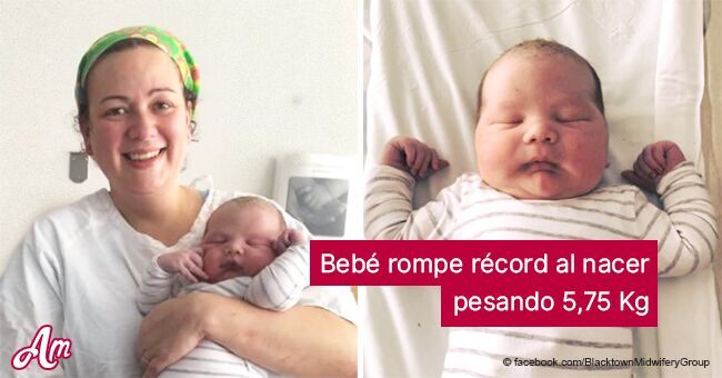 Madre da a luz en parto natural a bebito de 5,75 kilos que bate los récords, ¡y sin analgésicos!