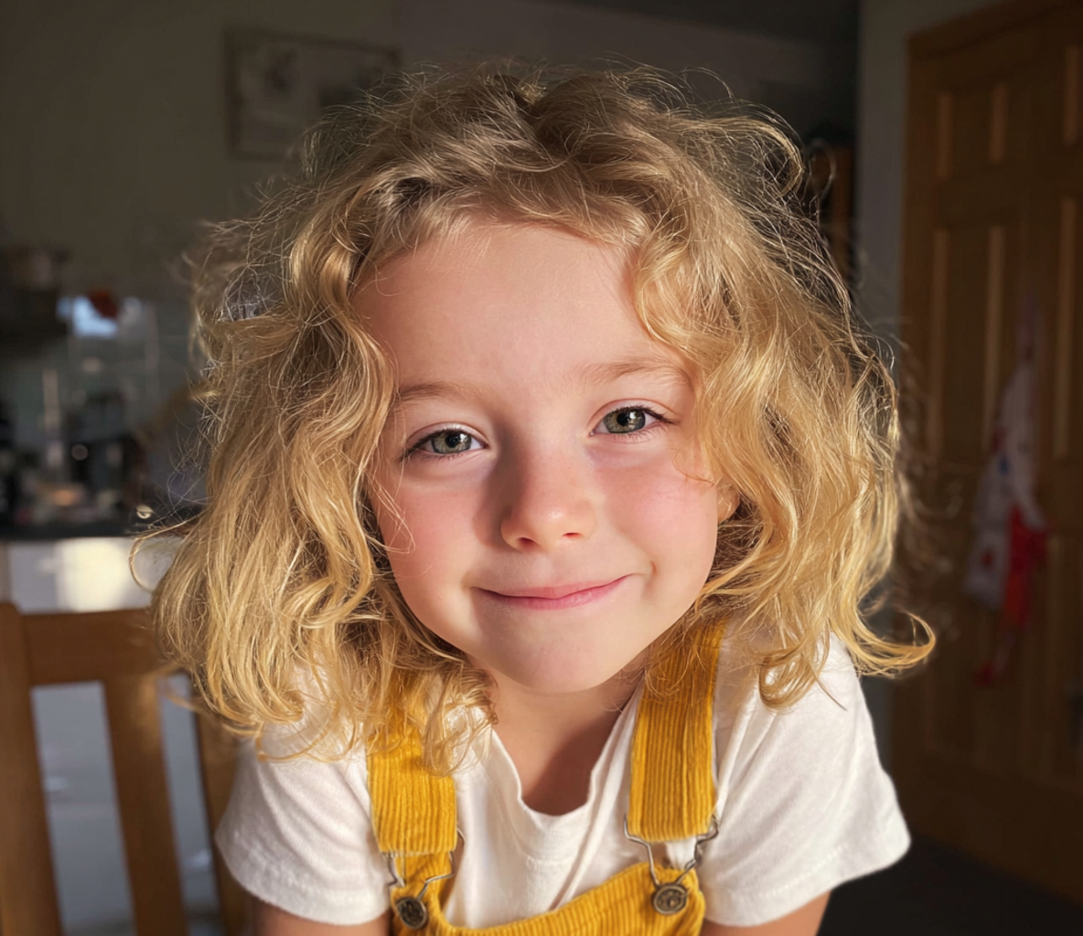 Primo piano di una bambina sorridente | Fonte: Midjourney