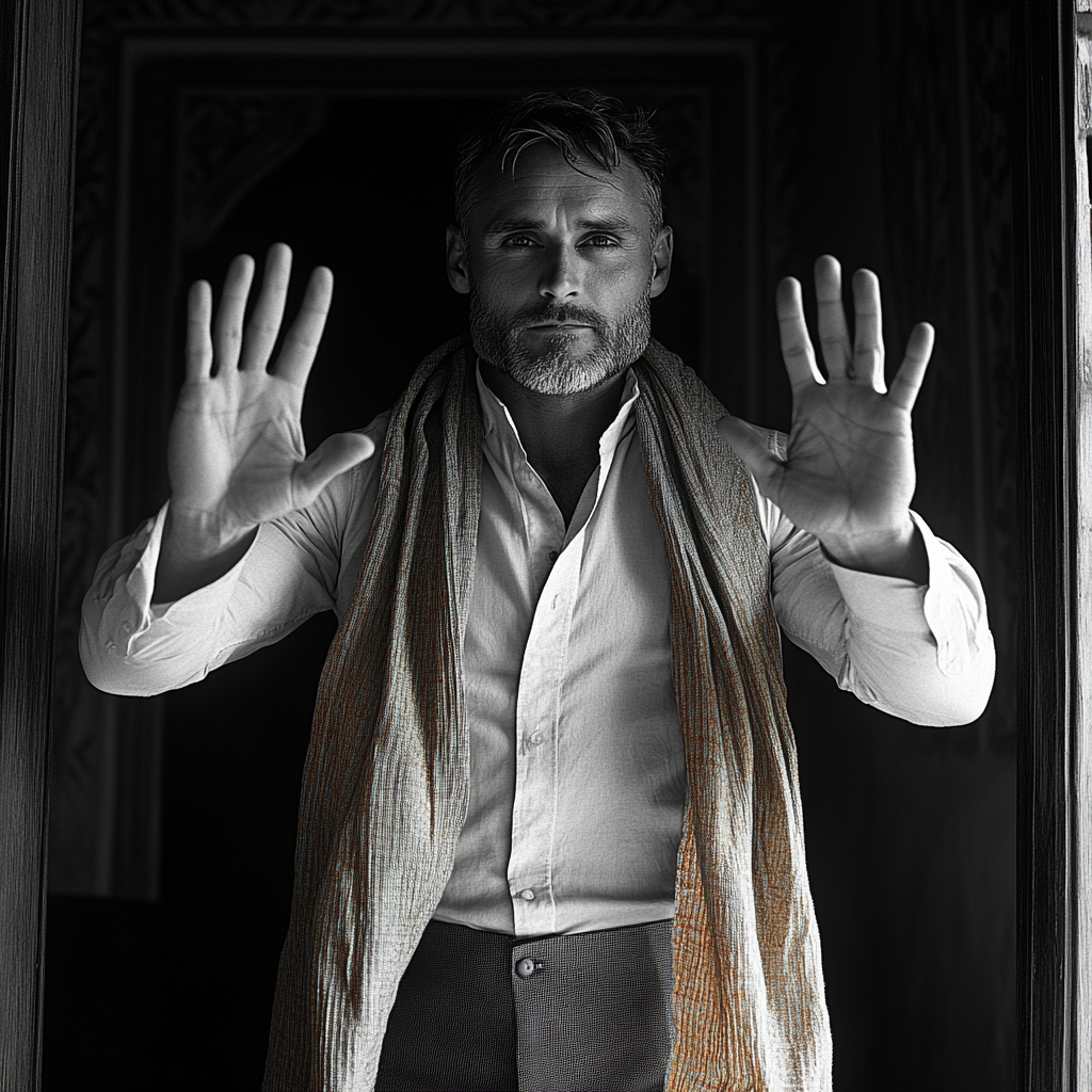 Un hombre a la defensiva | Fuente: Midjourney