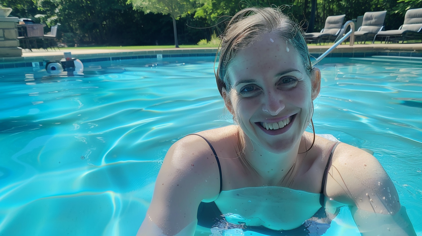 Mujer en una piscina | Fuente: Midjourney