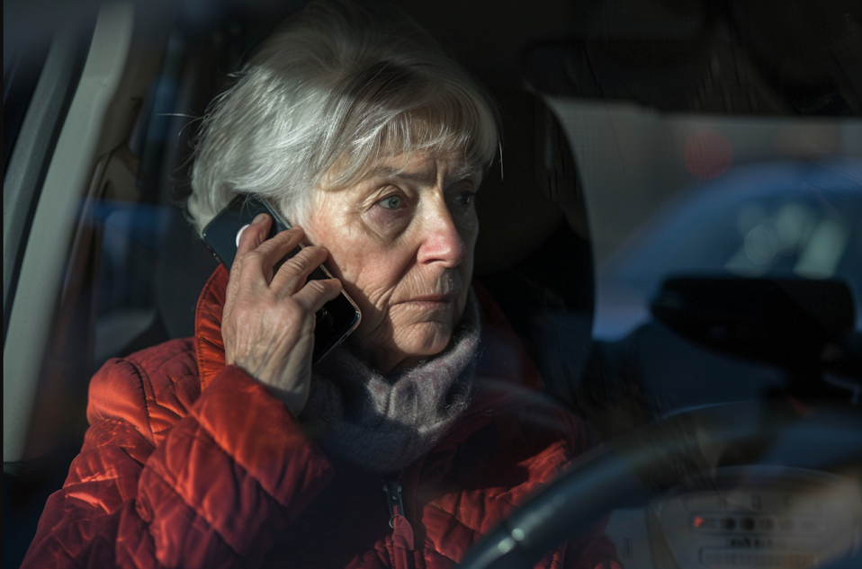 Una mujer mayor preocupada hablando por teléfono | Fuente: Midjourney