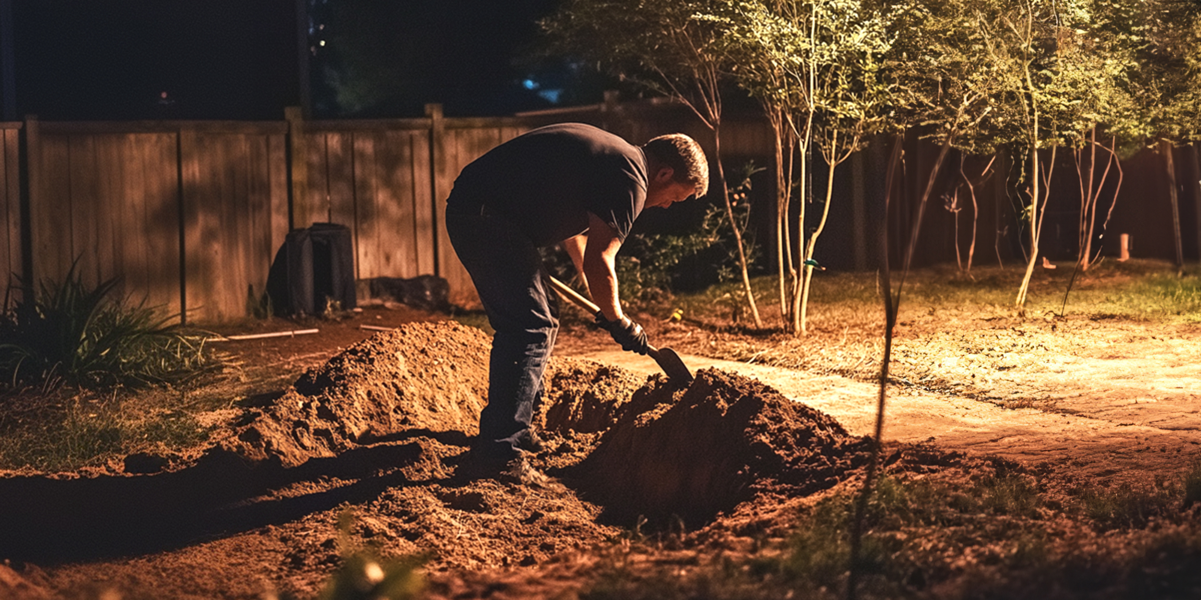 Un hombre cavando un gran agujero por la noche | Fuente: AmoMama