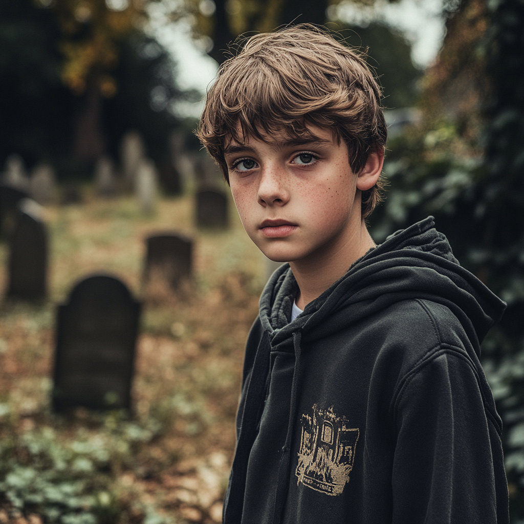 Un adolescente en un cementerio | Fuente: Midjourney