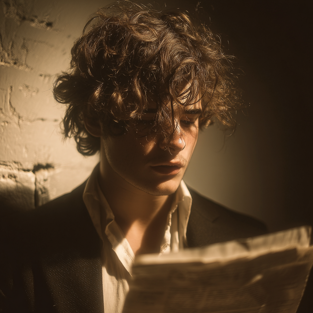 Un niño serio leyendo una carta | Fuente: Midjourney