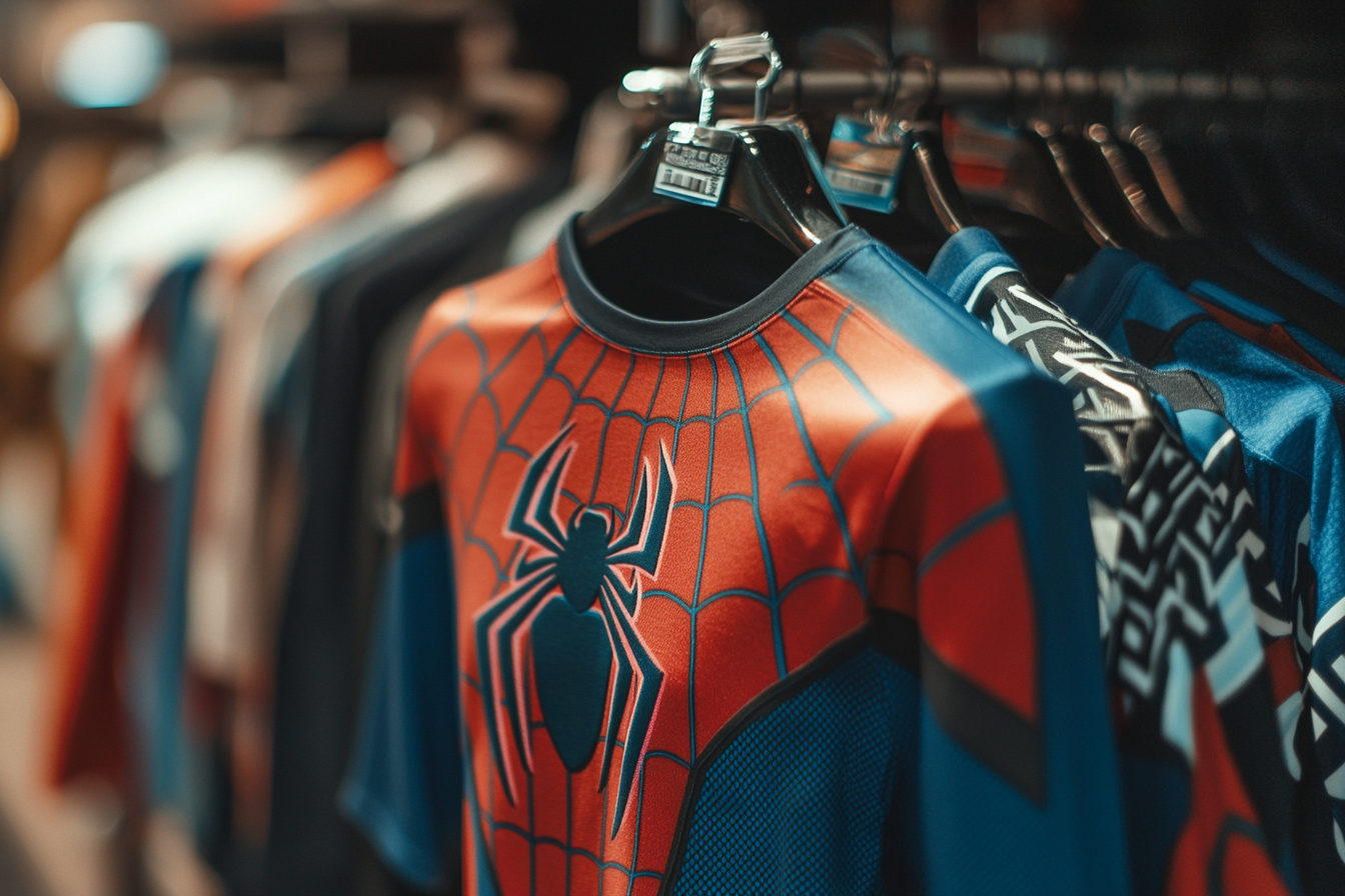 Un jersey con temática de Spiderman expuesto en una tienda de ropa | Fuente: Midjourney