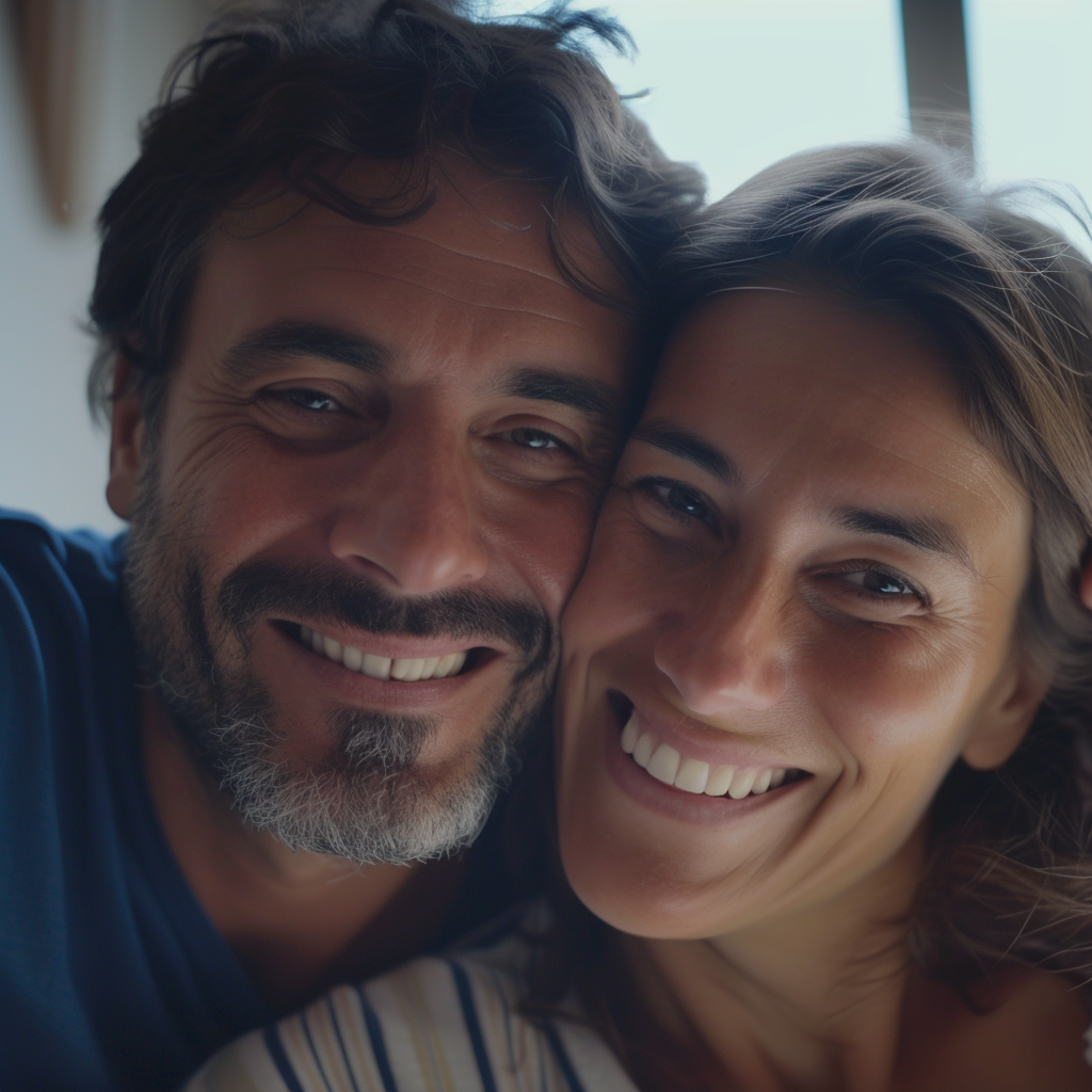 Una sonriente pareja de ancianos | Fuente: Midjourney