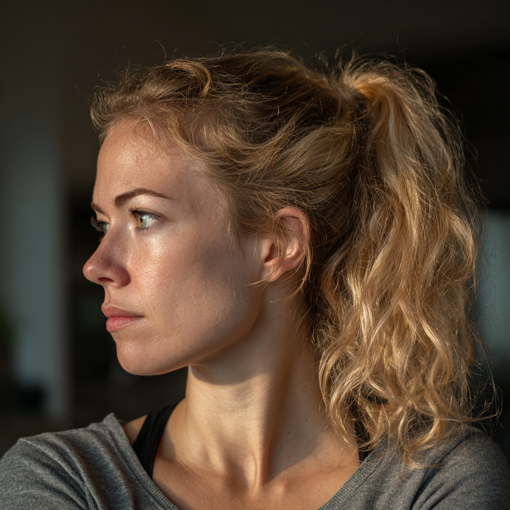 Perfil de una mujer cansada | Fuente: Midjourney