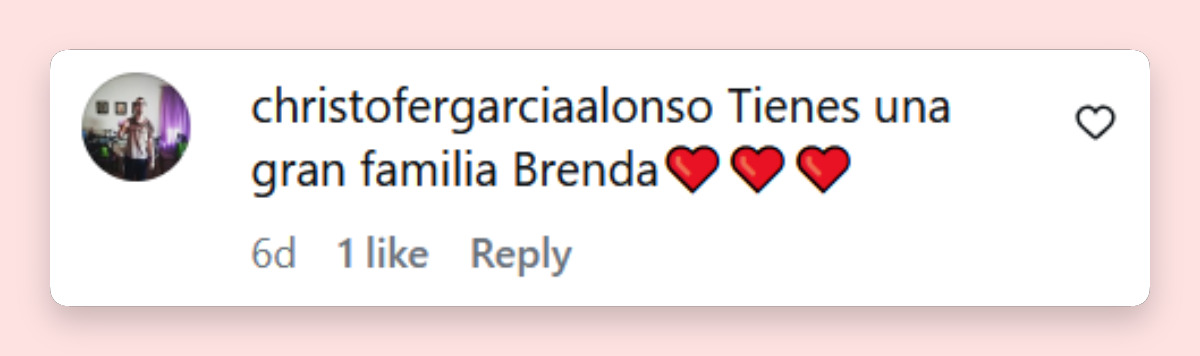 Comentario de un usuario sobre la familia de Brenda Gandini y Gonzalo Heredia | Fuente: Instagram/brendagandiniok