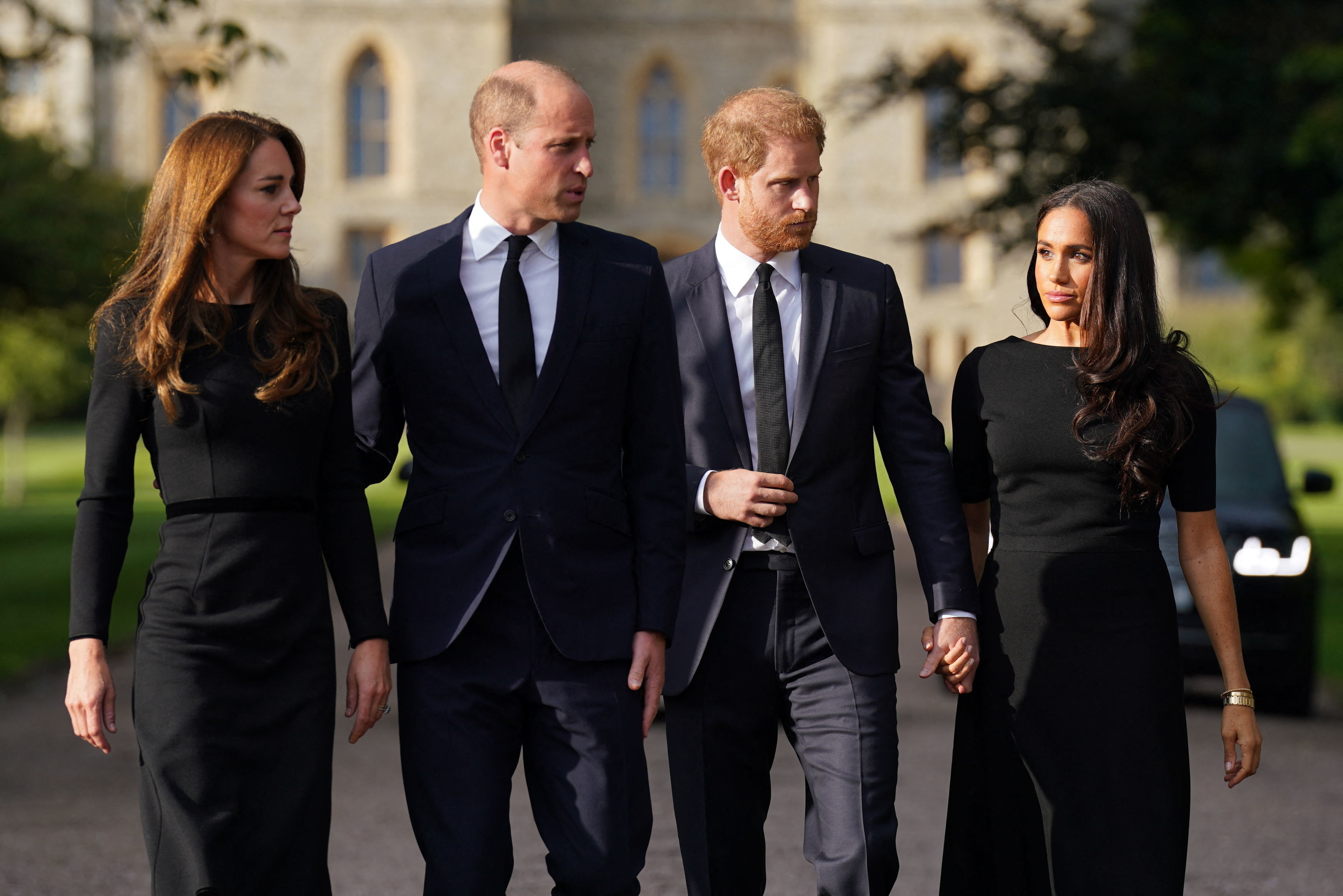 El príncipe y la princesa de Gales con el duque y la duquesa de Sussex, el 10 de septiembre de 2022 en el castillo de Windsor en Inglaterra. | Foto: Getty Images
