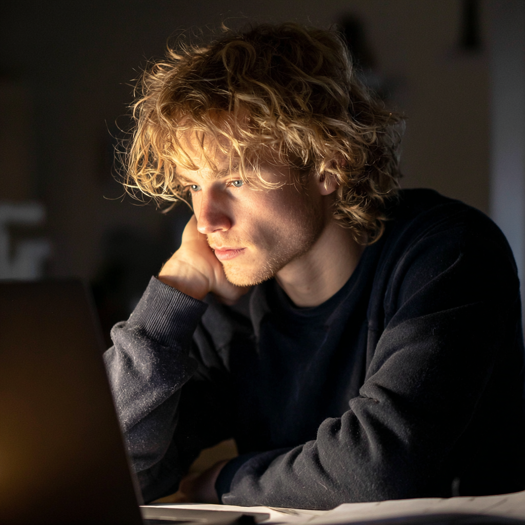 Un giovane che usa il suo computer portatile | Fonte: Midjourney
