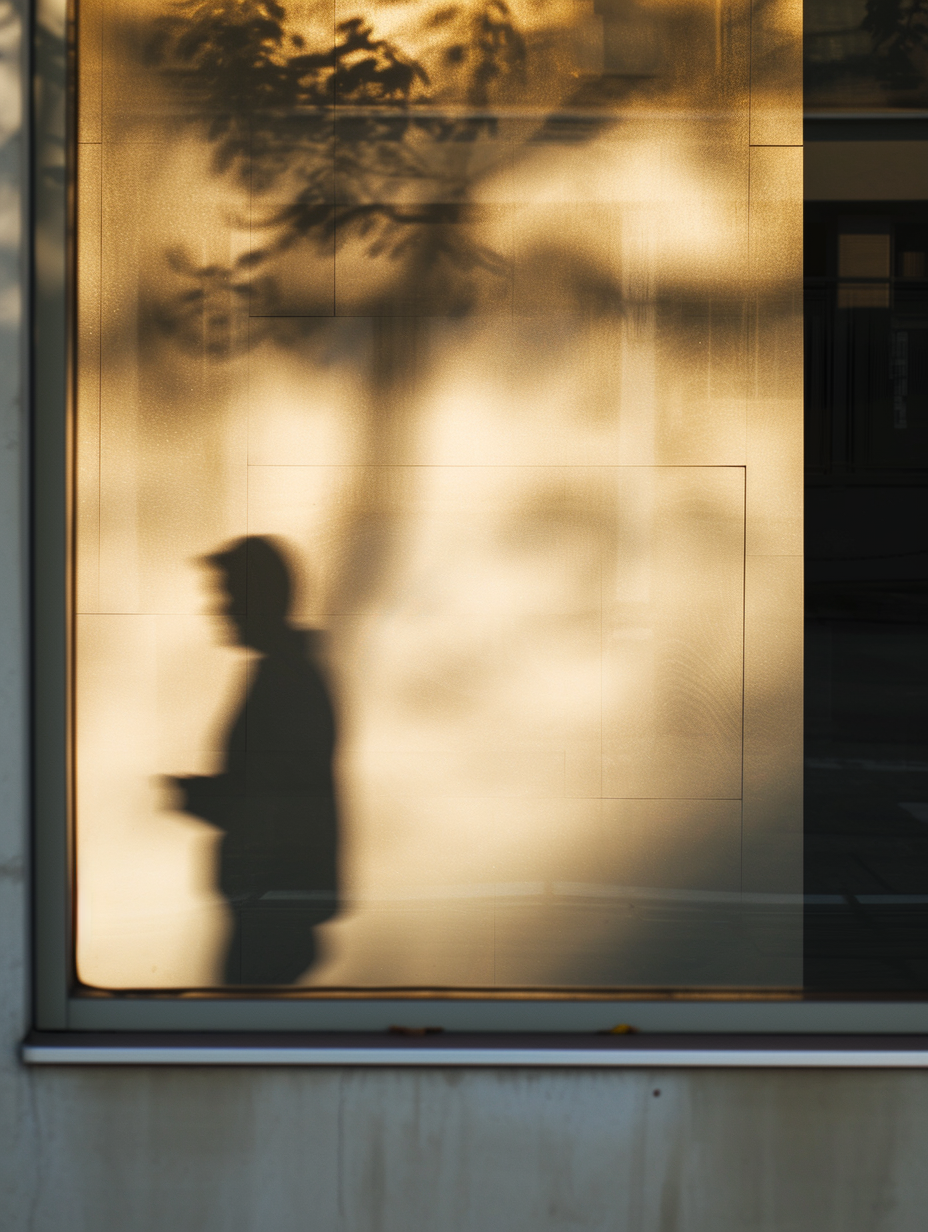 El reflejo de un hombre en una ventana | Fuente: Midjourney