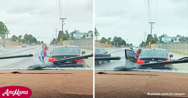 Mamá furiosa captada en cámara pegándole a niño de 14 años con cinturón tras él robarse su auto