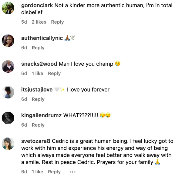 Comentarios de los fans sobre el fallecido Cedric "Beastie" Jones, fechados el 13 de septiembre de 2023 | Fuente: Instagram/_cedricjones