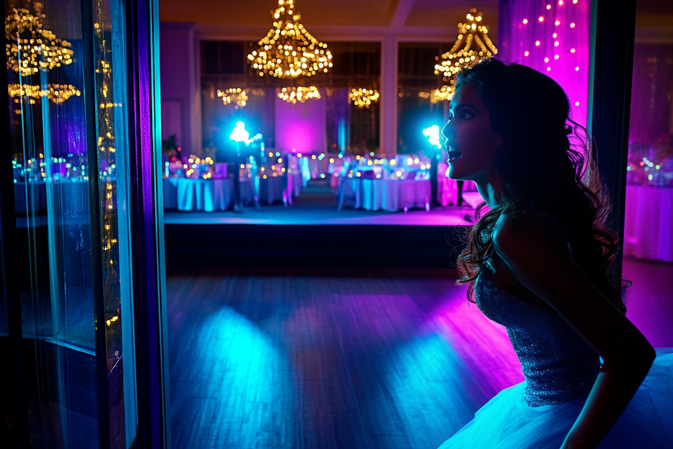 Una mujer conmocionada mirando su reflejo en una ventana | Fuente: Midjourney