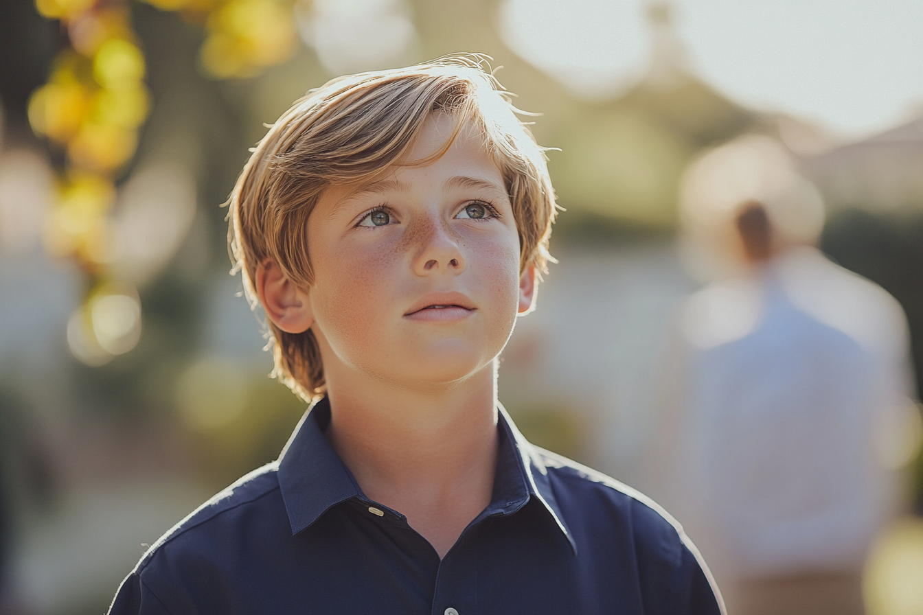 Un niño en la boda de su padre | Fuente: Midjourney